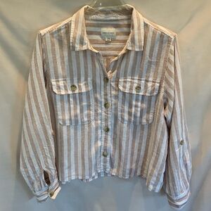 American Eagle Long Sleeve Linen Top